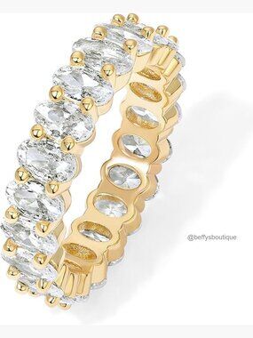 14K Gold Plated Stackable Oval CZ Ring Size 7